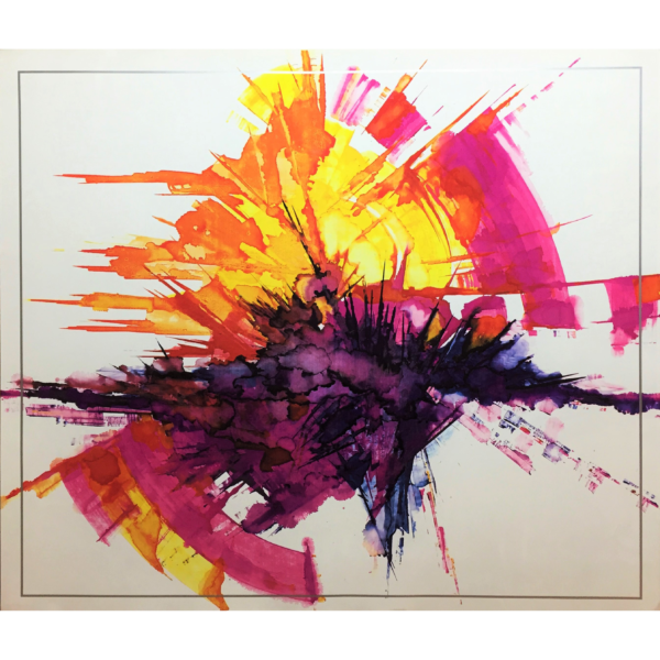 "Exploration" Offset Lithograph Poster: Vibrant colors and abstract splashes on acid-free art card, sized 69cm x 81cm.