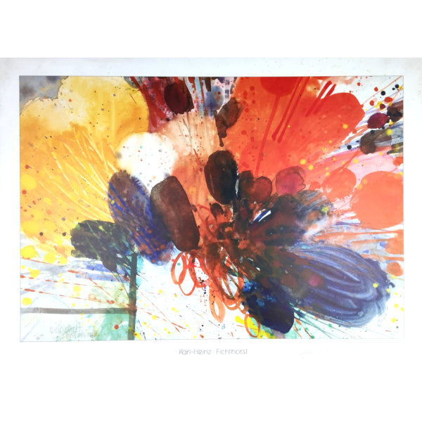 "Exploding Colors" by Karl-Heinz Fichthorst: An abstract artwork featuring vibrant colors and dynamic brushstrokes, creating a visually striking composition.