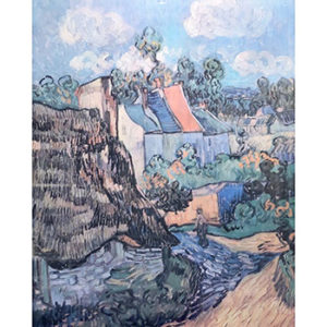 "Houses at Auvers" by Vincent Van Gogh - A vibrant and picturesque scene of colorful houses surrounded by lush greenery.