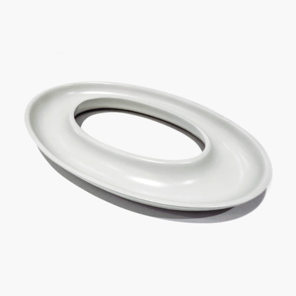 Minimalist Zero Bowl - Grey ceramic oval bowl with a distinctive zero-shaped design, ideal for contemporary home decor.