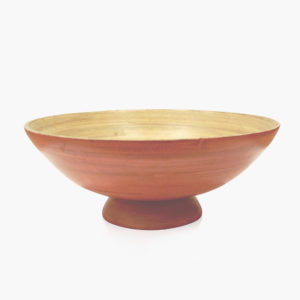 A wooden bowl with a polished surface and lacquered finish, adding natural charm to your dining table.