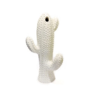 White ceramic cactus decor, available in small (74cm) and large (102cm) sizes, perfect for adding a touch of elegance to your home.