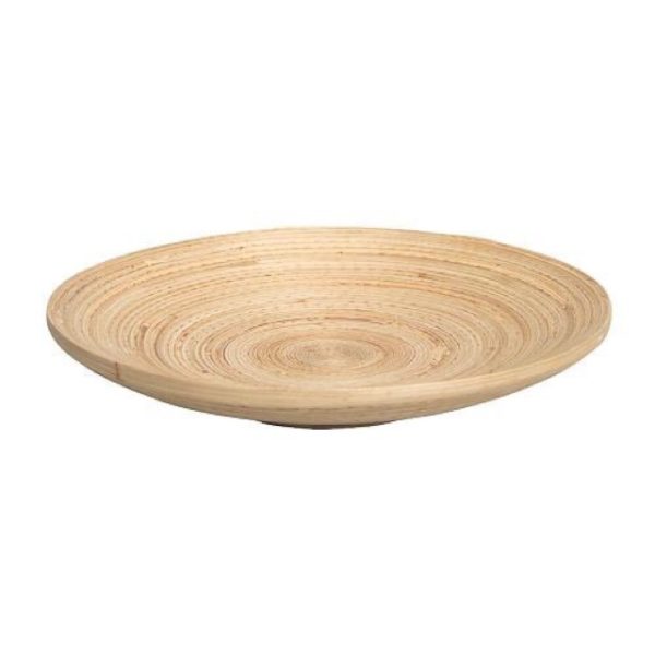 IKEA HULTET bamboo plate, a round brown plate made of sustainable bamboo, perfect for stylish dining.