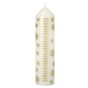 Beige Christmas Advent Candle - Wax candle with a festive design, perfect for counting down to Christmas.