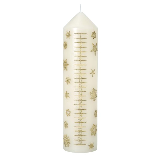 Beige Christmas Advent Candle - Wax candle with a festive design, perfect for counting down to Christmas.