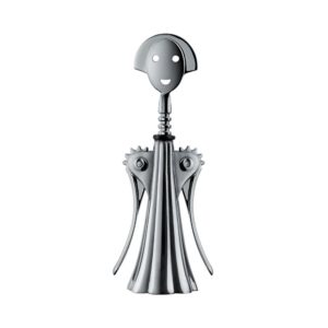 Alessi MINIATURE "Anna G." Corkscrew - chrome-plated zamak corkscrew in the shape of a woman with a smiling face and flowing dress.