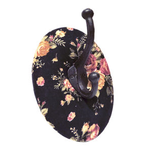 Decorative Cushion Hook - Black and white fabric with floral patterns, perfect for hanging cushions in style.