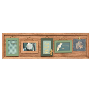 Barnwood Collage Photo Frame: A rustic wooden frame with four photo frames in different shades of brown and green.